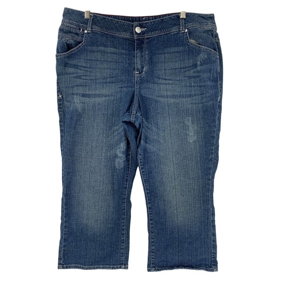 Lane Bryant Womens Denim Capri Jeans Size 20 Medium Wash Stretch Cotton Blend